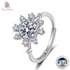 1 Carat Eight Heart Eight Arrow Moissanite Diamond Jewelry Sterling Silver S925 Snowflake Ring Adjustable Size Rings