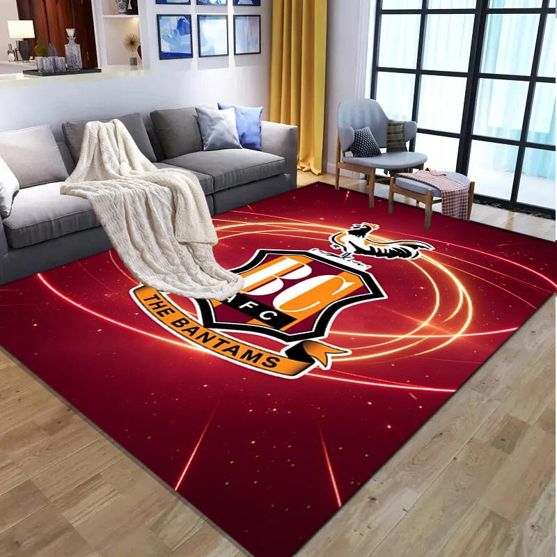 Bradford City AFC Pattern Rug, Indoor/Outdoor Mat, for Picnic, Gameroom, Bedroom, Office, Living Room, Home Decor Carpet, Birthday Gift