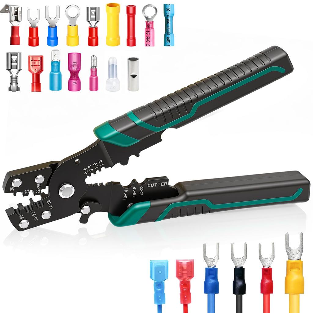 Crimper Tool With Stripper Cutter,Multifunctional Crimping Pliers Terminal Pliers For Insulated Electrical Connectors(22-10 AWG)