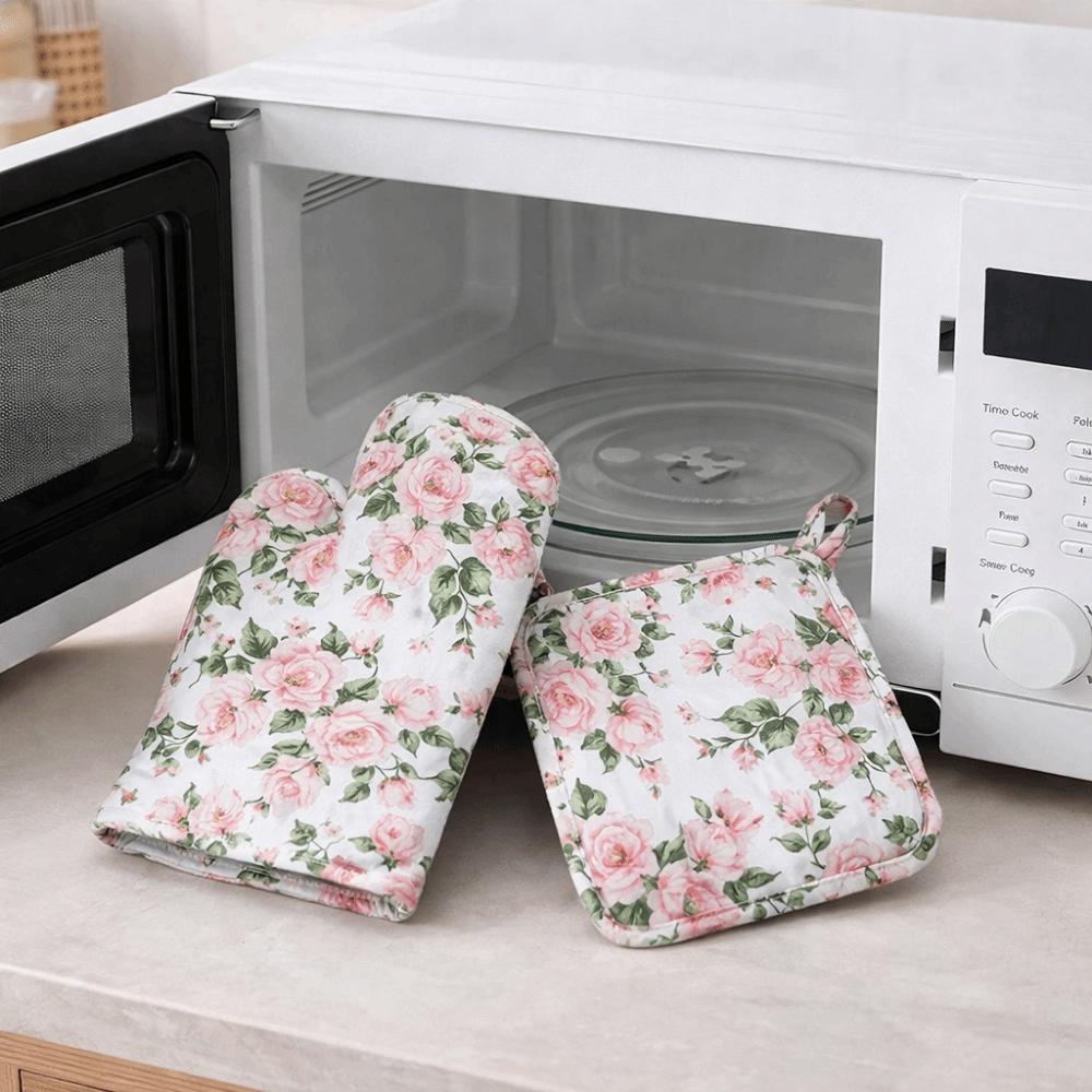 2Pcs Heat Resistant Microwave Oven Gloves Heat Insulation Baking Gloves Hot Pot Cooking