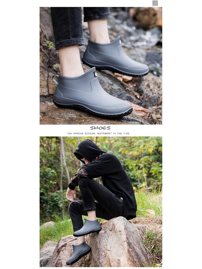 Short Tube Unisex Rain Boots: Lightweight, Waterproof, Low-top Rubber Shoes for Outdoor Use