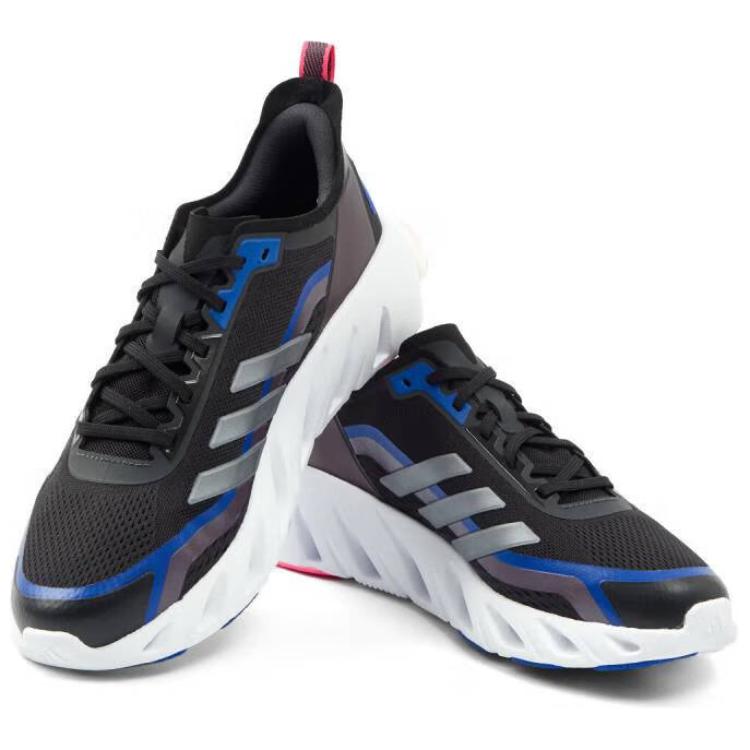 adidas Амортизирующие дышащие низкие беговые кроссовки унисекс черные с фиолетовым IH6031