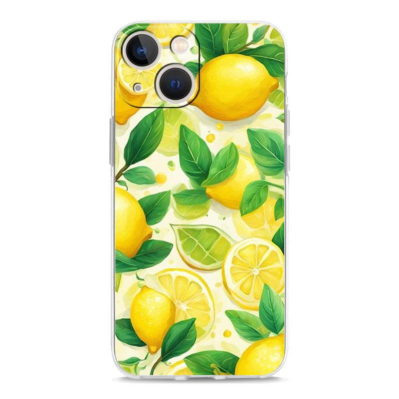 Фруктовый лимонный чехол для телефона For iPhone 11 Чехлы iPhone 15 12 13 14 16 Pro Max X XR XS 14 15 Plus 16Pro iPhone16 Прозрачная крышка