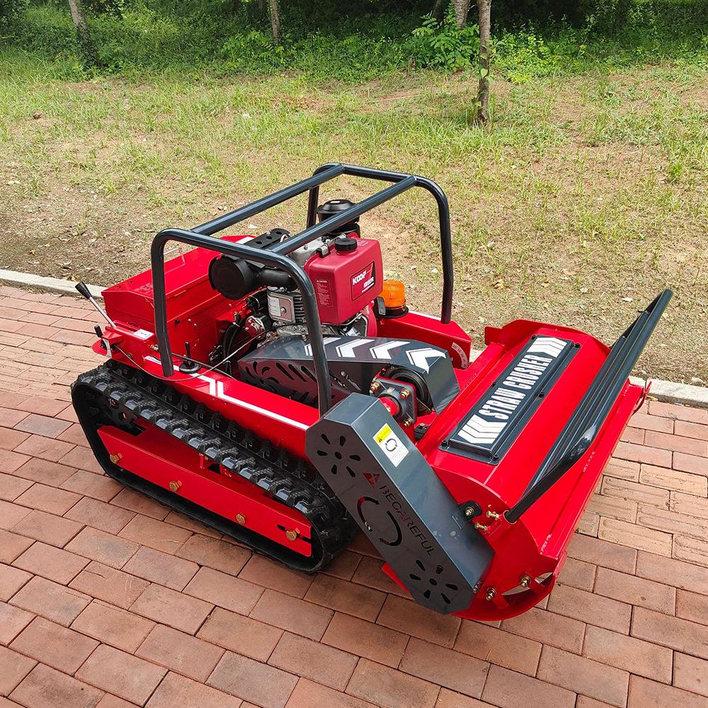 All-Terrain Wireless Remote Control Lawn Mower for Steep Slopes - Tracked Grass Shredder and Weeder