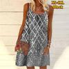 Women Flower Patterned Sequin Diamond Lattice Printed Mini Dress Sleeveless Party Dress Summer Beach Dress Sundress