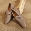 Мода 2025 Новая Мода Туфли Лоферы Женские Туфли Балетки Каблуки Кожа Весна Лето Круглый Носок Повседневные Туфли-Лодочки Женские Черные Размер 34-40