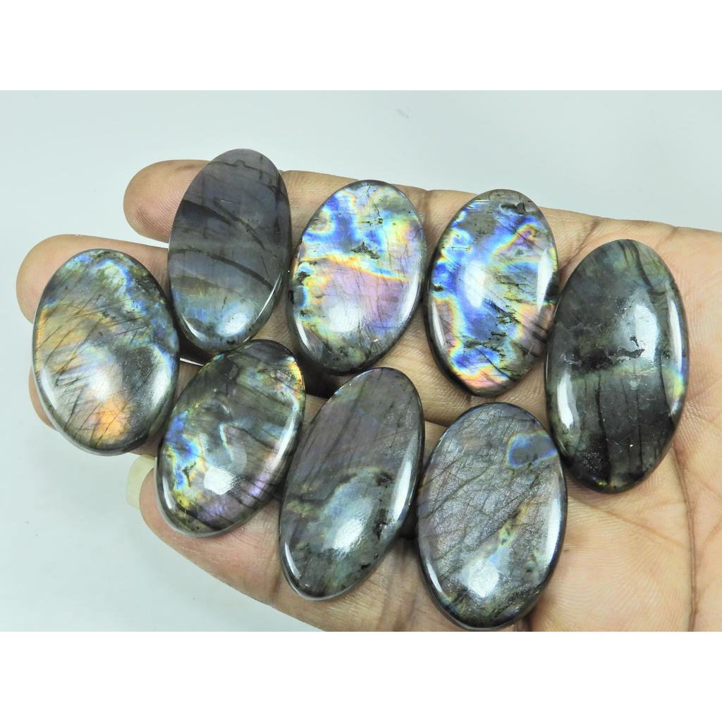 278Cts.Natural Labradorite Purple Multi Oval Cabochon Loose Gemstone 8PcsLot C-3795
