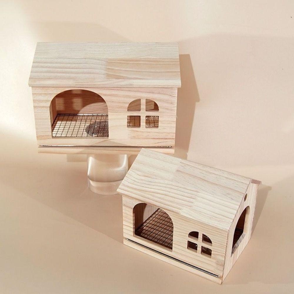 Solid Wood Bird Wooden House Drawable Bottom Avian Home Parrot Cage Accessories