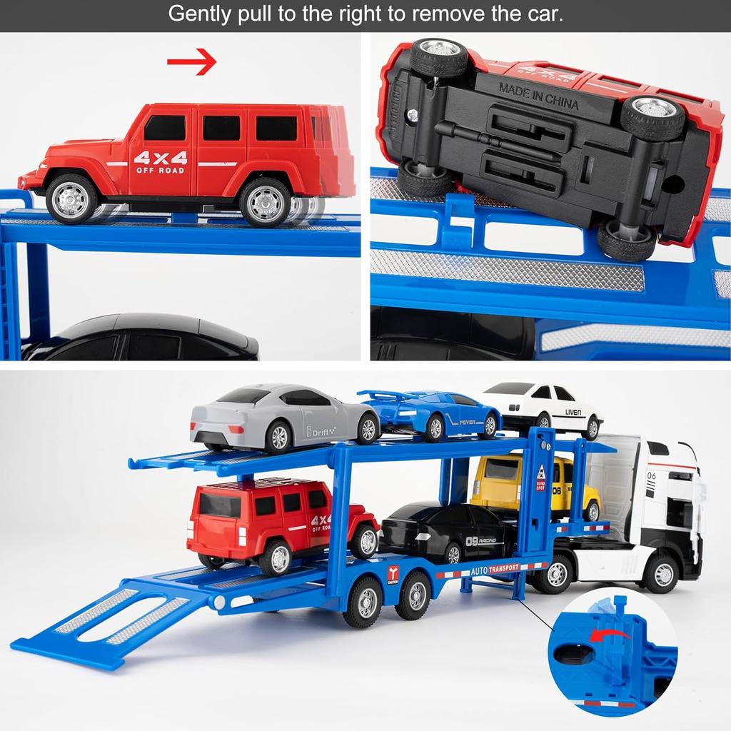 1/32 грузовик игрушечный грузовик со звуками и светом, прицеп-транспортер с откатным транспортером, транспортная игрушечная машинка, строительный грузовик, игрушка для детей и взрослых