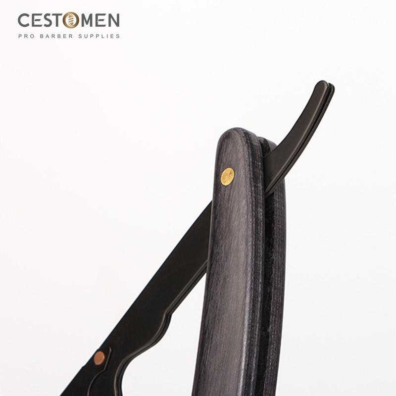CESTOMEN Мужская бритва с прямыми краями, бритва из нержавеющей стали, профессиональный парикмахерский держатель для ножей, складные деревянные ручные бритвы, парикмахерские инструменты