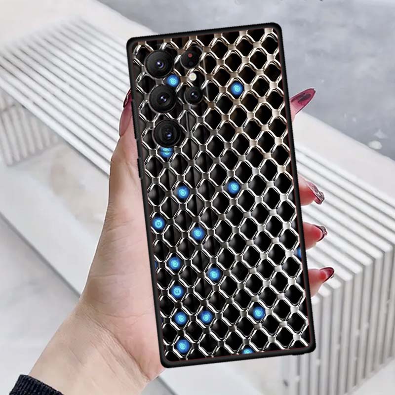 Креативная металлическая узорная чехол-накладка для Samsung Galaxy S26 S25 S24 S23 S22 S21 S20 Ultra Plus FE 5G Черный Мягкий ТПУ