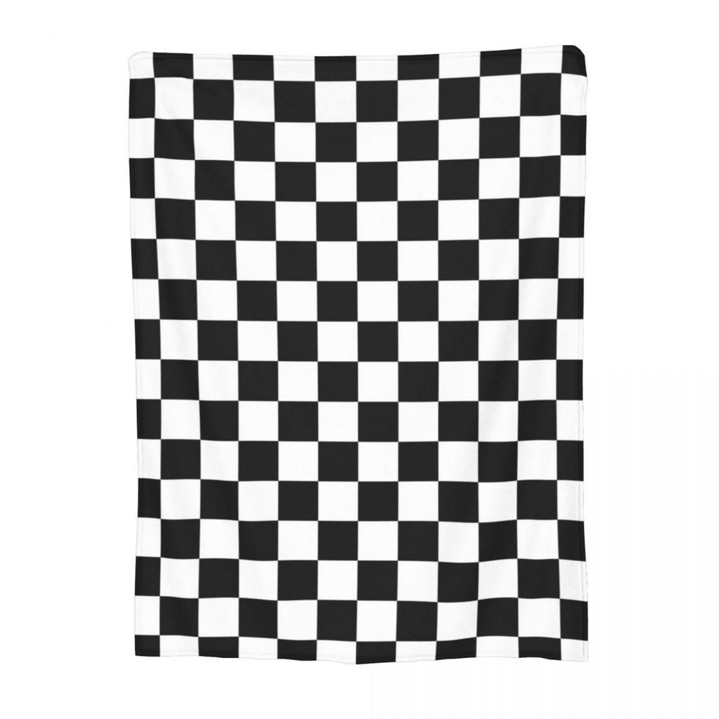 Plaid Decor Black White Checkered Blanket Flannel Sofa Throw Blanket Super Soft for Home Bedroom Travel Throws Bedspread Quilt