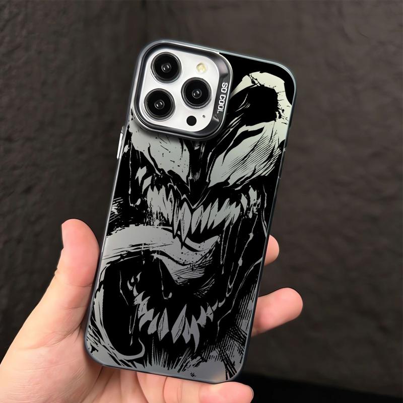 Стильный чехол Marvel Venom в серебристом цвете для Apple iPhone 15 14 13 11 12 13 Pro Max 14 Plus от Funda Luxury.