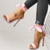 Popular 2024 Summer Sexy Thin Heel Super Heel Bow Sandals Women's Sandals