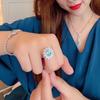 BELLA BOX Net Red Live Broadcast Hot Selling New Imitation Sea Blue Topa Stone Full Diamond Open Ring Female Jewelry