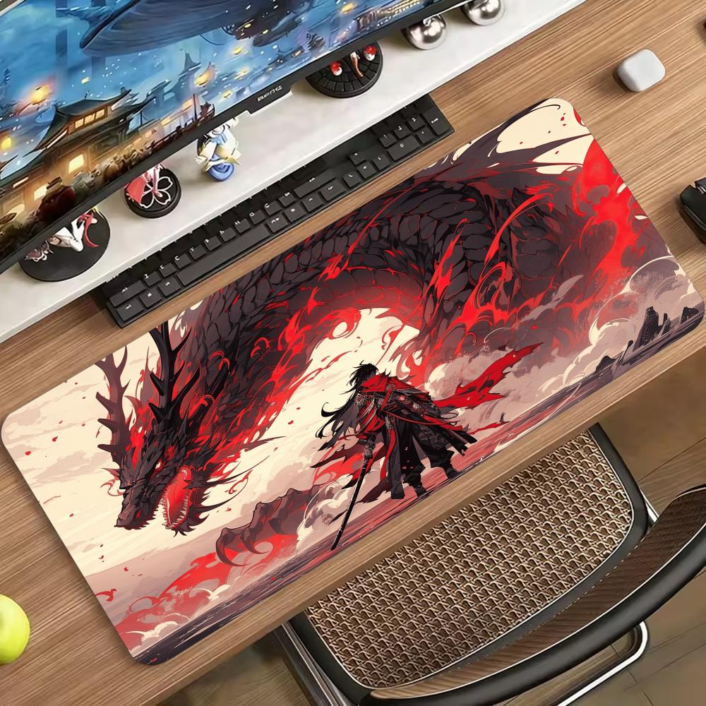 Dark Fantasy Samurai Dragon Art Non‑Slip Rubber Mouse Pad Smooth Desk Mat For Accurate Mouse Control Gaming Laptop Use