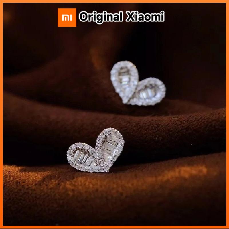 Xiaomi Серьги-гвоздики Huitan серебристого цвета в форме сердца, роскошные, инкрустированные геометрическими кубическими цирконами, модные серьги-сердечки для женщин, горячая распродажа, ювелирные изделия