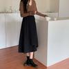 Женская черная юбка-миди большого размера, летняя, нестандартная, с высокой талией, юбка-зонтик, средней и длинной длины, для похудения