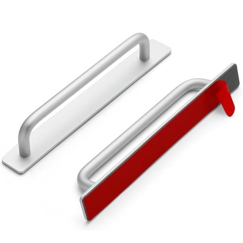 Hongzhanfa Door Handles, Drawer Pulls, Self-Adhesive, Set of 2, Aluminum Alloy, Double-Sided Tape, Cupboard Pull Handles, Door Pulls, Assist Door Open