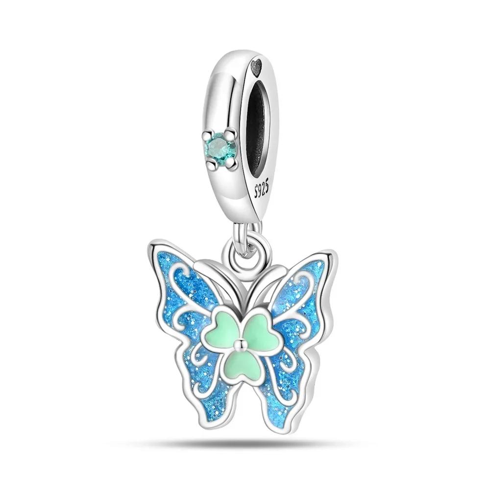 Coppercharm Милый Животный Лягушонок Забирающийся Шарм Сине-Зеленый Подходит для Оригинального Браслета Женский Подарок