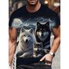 Мужская футболка с принтом волка, дышащая полиэстеровая повседневная дышащая спортивная футболка топ, мужская и женская футболка, детская футболка