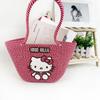 New Kitty Woven Crossbody Straw Bag Cute Cartoon Dumpling bag Sweet Women's Shoulder Handbag Cute Large Capacity Pink Tote Bag