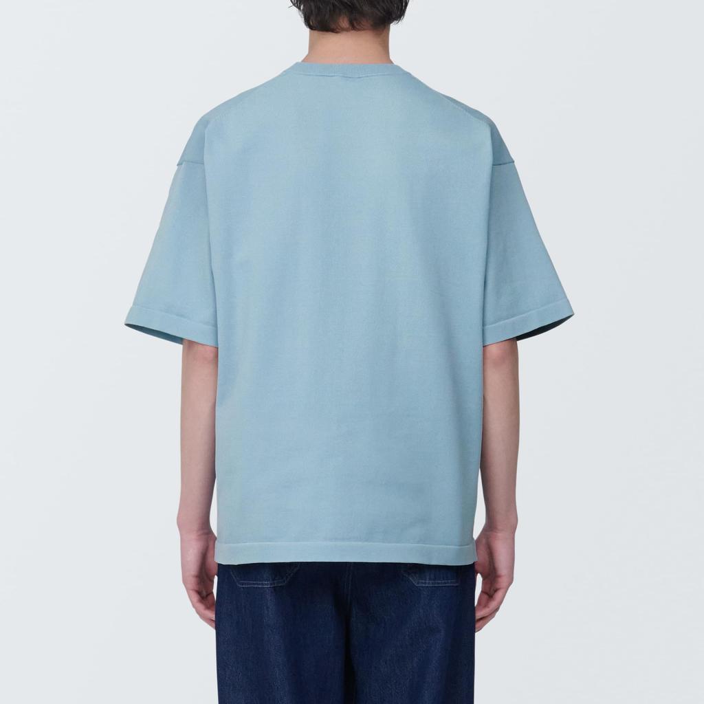 MUJI Мужская футболка с защитой от ультрафиолета, круглый вырез, короткий рукав, трикотажная футболка, мужская AA0QBA4S, светло-голубая, мужская XL