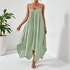 Women's Fashionable And Casual Solid-color Cotton And Linen Dress
