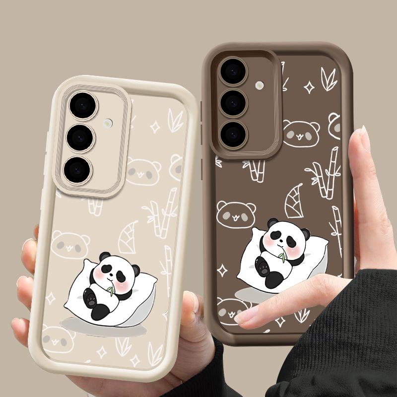 Мягкий чехол из ТПУ с милым принтом панды для Samsung S25 Ultra S24 FE S23 S22 S21 Plus S20 FE A55 A35 A54 A53 A52 A34 A14, противоударный защитный чехол для телефона