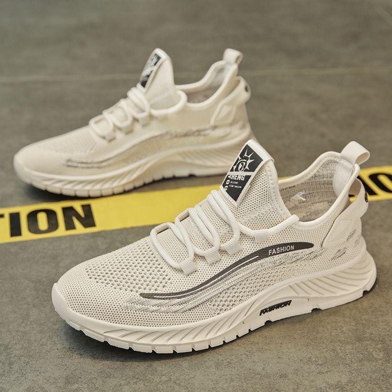 2024 Summer Men's Shoes New Fly-woven Breathable Mesh Comfortable Men's Soft Sole Lightweight Sports and Leisure Trendy Shoes