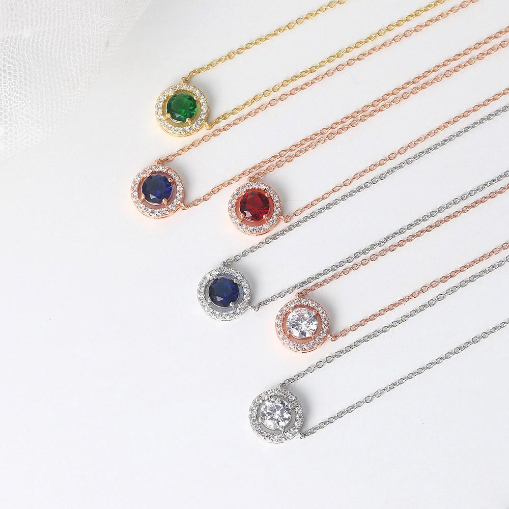 ZHOUYANG Pendants Necklace For Women Retro Blue Zircon Rose Gold Choker Chain Unusual Wedding Bride Jewelry N149