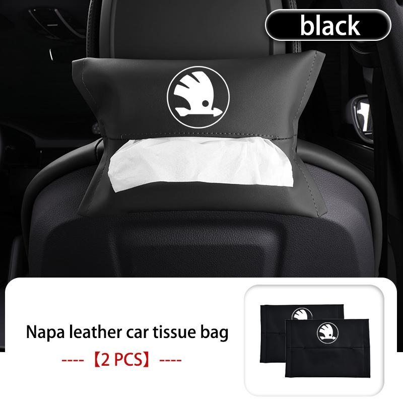 ptncy6 Car Armrest Box Seat Back Hanging Tissue Bag Cover Tissue Storage Accessories For Skoda Kamiq Karoq Octavia 2 3 Rapid Scala Kami