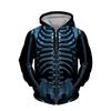 Autumn Winter Men's Skeleton Zip Up Coat Plus Size Hoodie Outdoor Zipper Cardigan Jacket Sportwear Sweatshirt