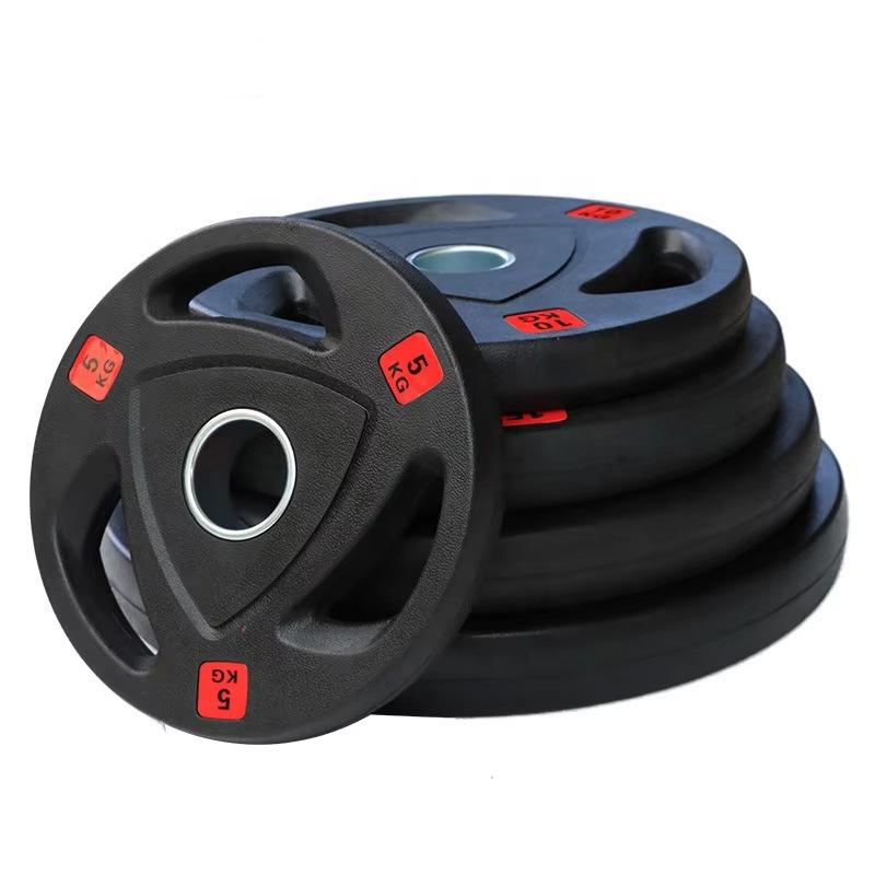 Большая гантельная пластина с резиновым покрытием, трех отверстий - Экологически чистый чугун для олимпийской штанги