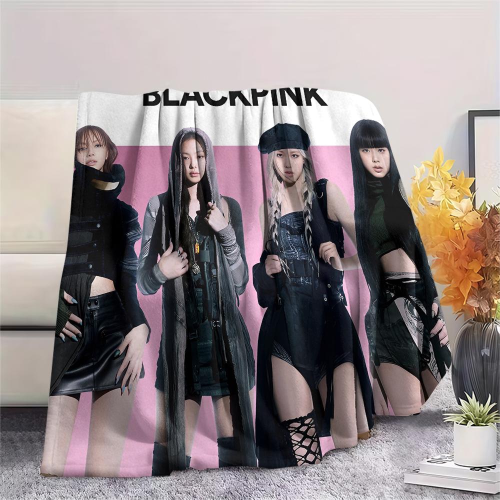 1 шт. Фланелевое одеяло с принтом BLACKPINK, Высокое качество, Для всех сезонов, Декор для дома, Тепло и уют, Идеально для рождественских подарков