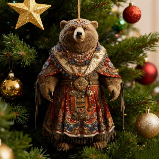 Милое и праздничное акриловое рождественское украшение в виде белого медведя в 2D для елки и домашнего декора