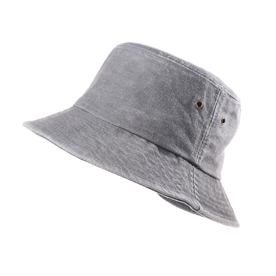 Spring and summer new solid color bucket hat men and women pure cotton washing basin hat daily versatile sunscreen visor