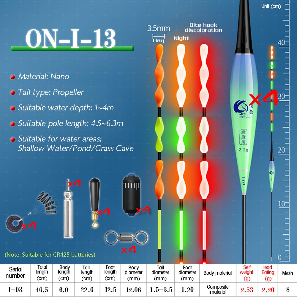 ONLYOU спиральный хвост, привлекательный индукционный электронный поплавок для рыбы, светящийся интеллектуальный поплавок, открытый водоем для озера, пруд, поплавок для подледной рыбалки 2/4 шт./компл.