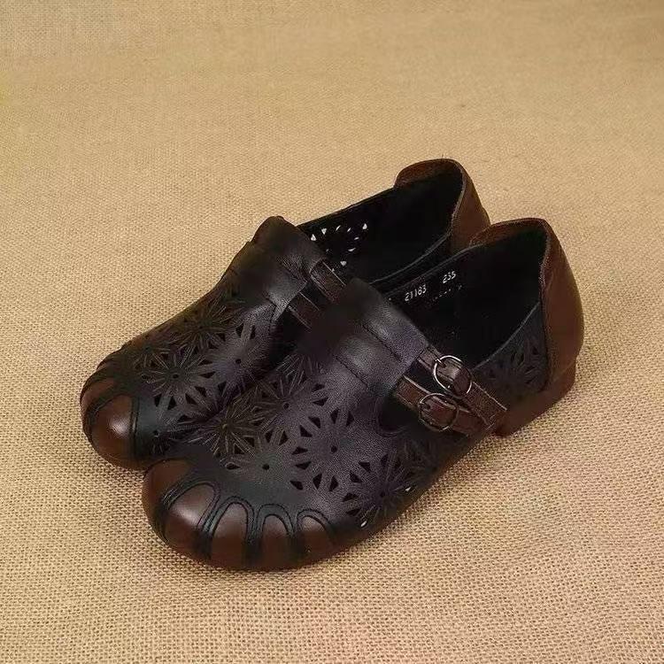 Весна и Осень новая мягкая подошва из говяжьей кожи одинарная обувь женская на плоской подошве с мелким вырезом