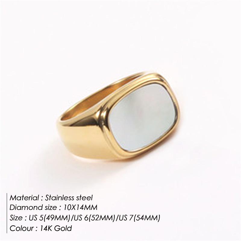 St. Delan Simple Fashion Square Gold and White Stainless Steel Ring