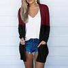 Женский кардиган свободного покроя с цветными блоками и длинными рукавами, с карманами, верхнее пальто