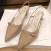 Fashion Patent Leather Stiletto Sandals Summer New Pointed Toe Shallow Mouth Metal Buckle Slip Strap Non-Slip Kitten Heels