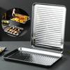 1 Set Stainless Steel Baking Tray with Mesh Rack Heavy Duty Non-stick Heat Resistant Food Grade Rectangle Bakeware Kitchen Supplies