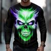 Spring and Autumn Round Neck 3D Skull Printed Top Fashionable Casual Long Sleeved Men's T-shirts