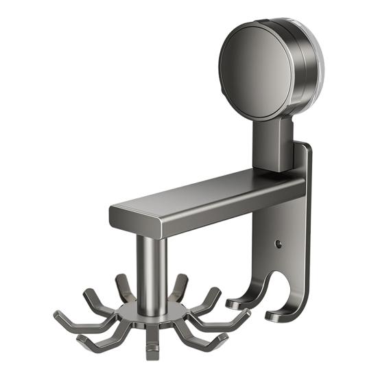 Вращающийся настенный крючок из алюминиевого сплава с присоской, настенный крючок без сверления для хранения кухонных принадлежностей под шкафом