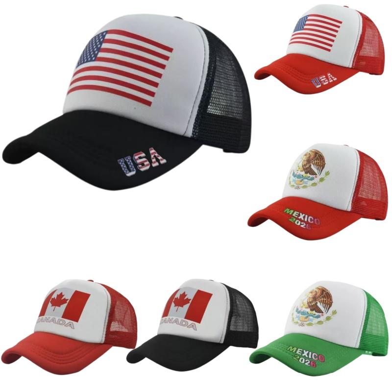 Бейсболка с принтом флагов США, Канады, Мексики, Спортивная сетчатая кепка Snapback для фанатов футбола, уличная солнцезащитная кепка