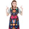 Mexican Apron for Women, Colorful Mexican Background with Flowers and Birds Apron, Waterproof Kitchen Cooking Apron with Pockets Adjustable for