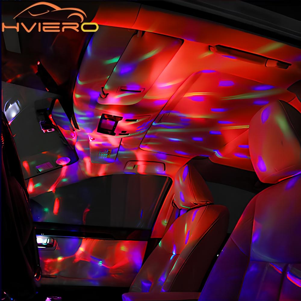 Автомобильная светодиодная авто лампа USB окружающее освещение DJ RGB мини красочный музыкальный звуковой свет интерфейс USB-C интерфейс Apple интерфейс для праздничной вечеринки караоке