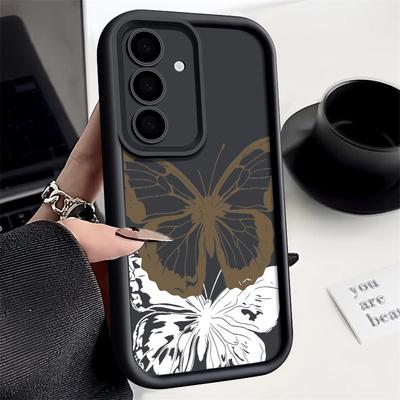 Мягкий силиконовый чехол-бампер с бабочкой для Samsung Galaxy S25 Edge S23 S24 Ultra S22 S24 FE A17 A55 5G A56 A16 A26 A36 A25 A15