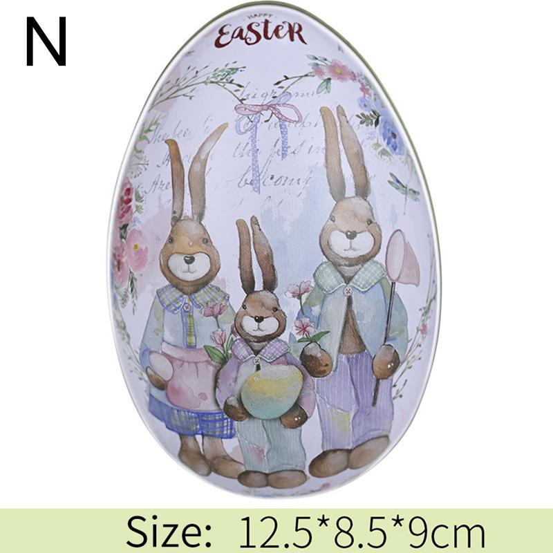 1 шт. Подарочная коробка из жести в форме яйца с изображением пасхального кролика, металлическая коробка для хранения, креативные принадлежности для вечеринок
